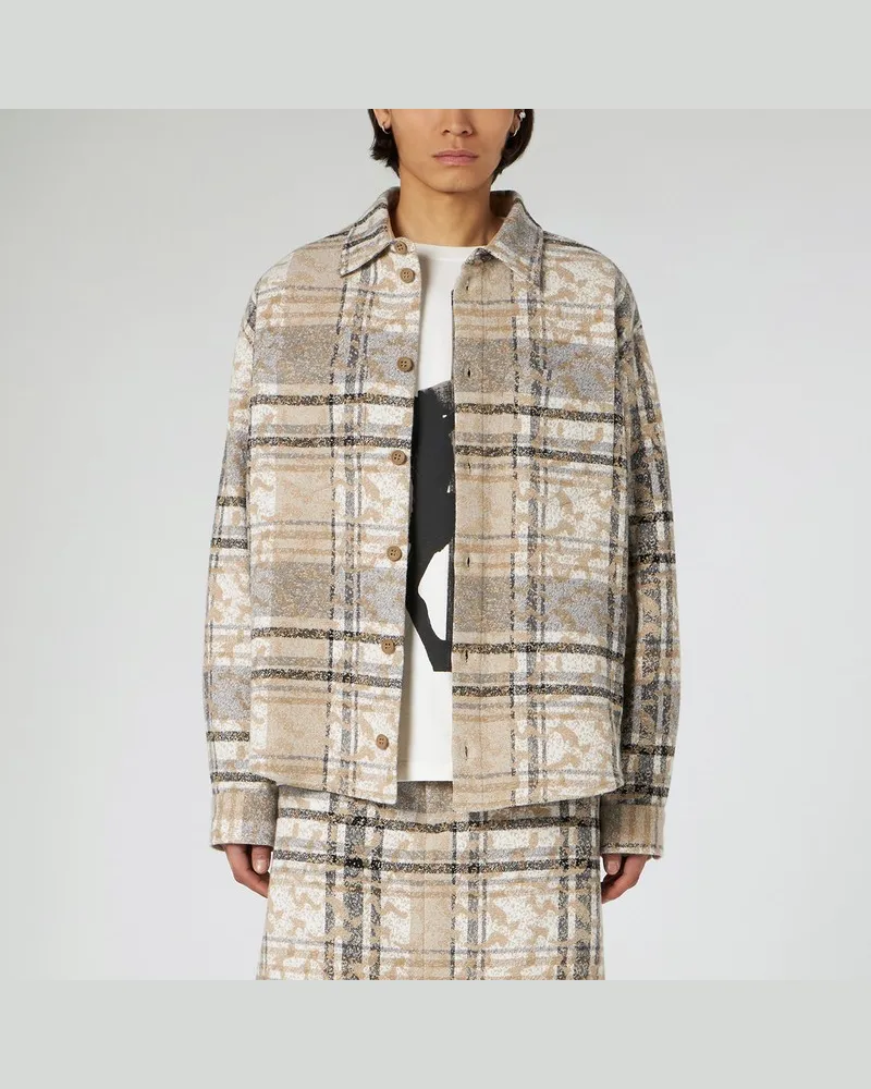 1989 STUDIO Karierte Jacquard-Hemd Beige