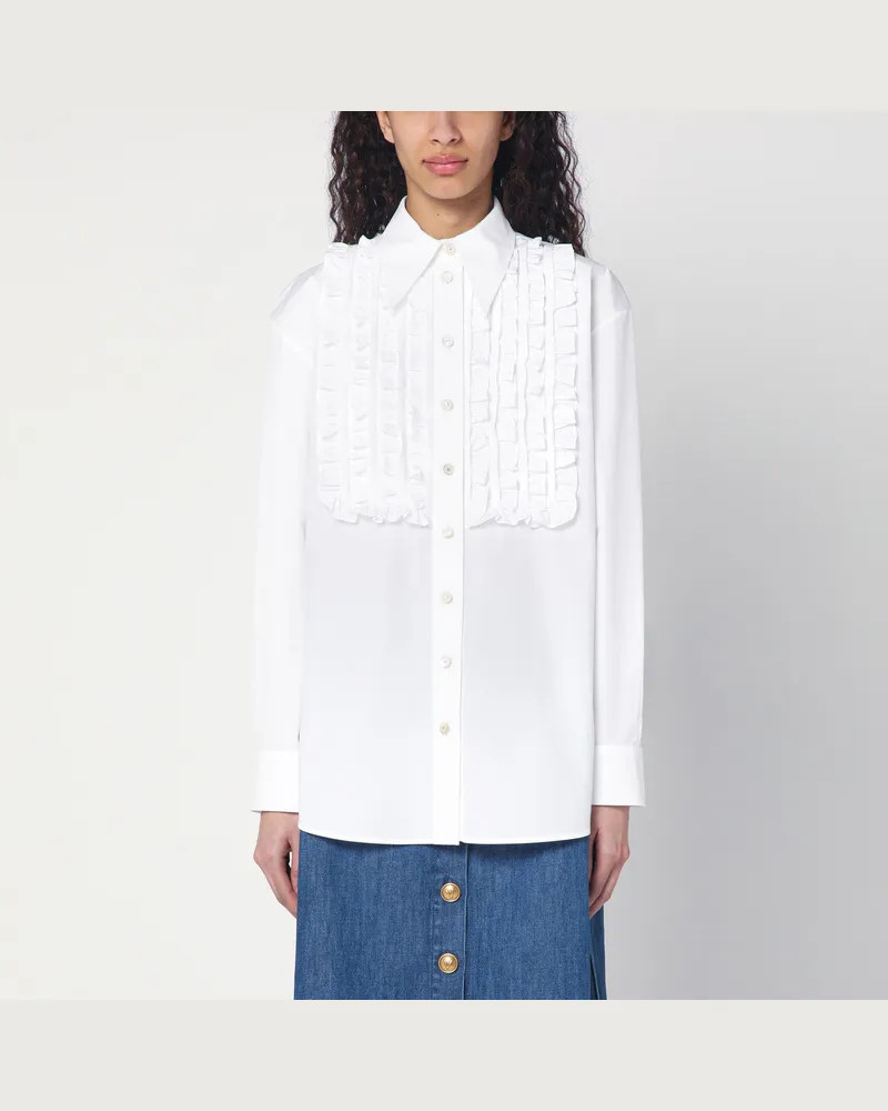 Valentino Garavani Weiße Bluse aus Baumwolle mit Rüschen White