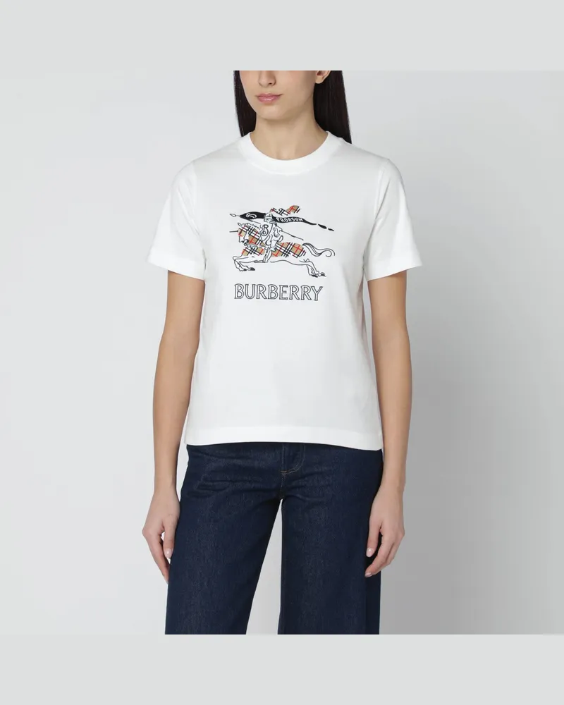 Burberry Weißes Baumwoll-T-Shirt mit EKD-Motiv 