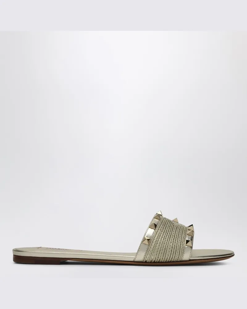 Valentino Garavani Roman Stud Sandalen in Platinfarbe Metallisch