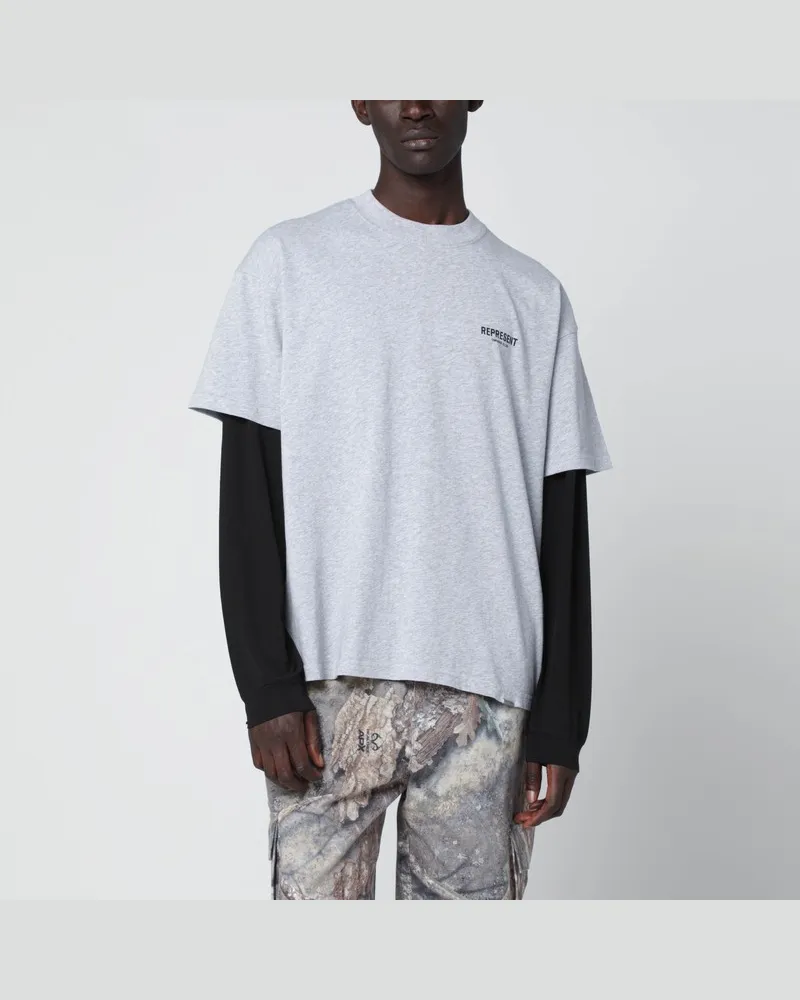 REPRESENT Graues Baumwoll-T-Shirt mit Logo Grau