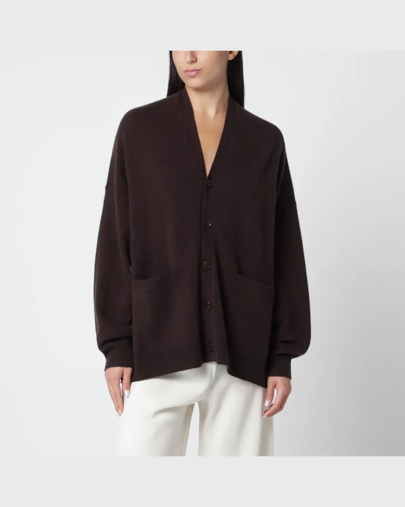 extreme cashmere Dunkelbrauner Tokio Cardigan aus Kaschmirmischung Brown