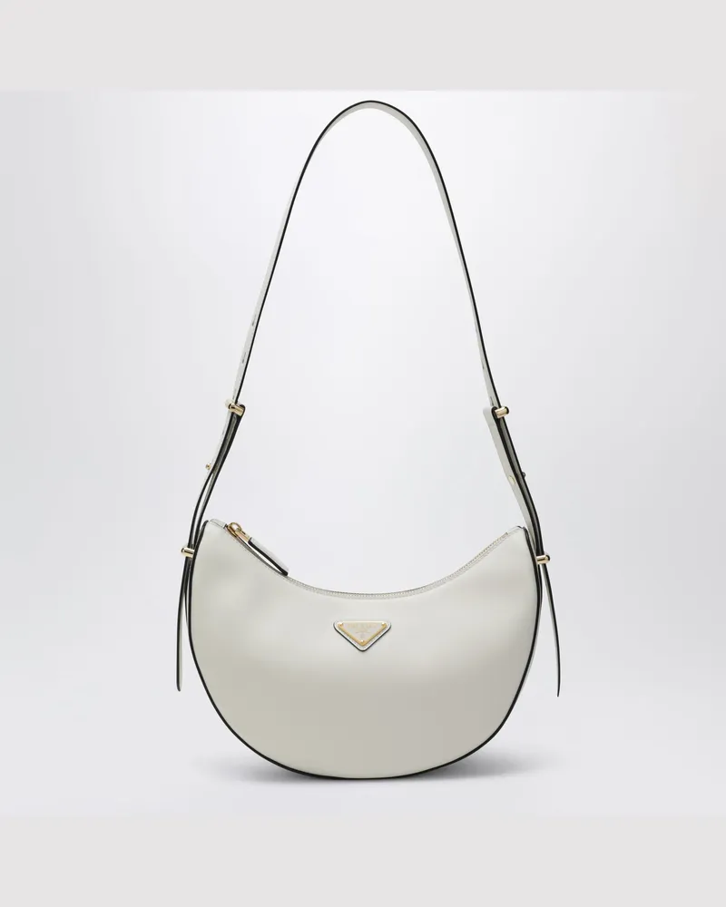 Prada Arqué medium Schultertasche aus weißem Leder White