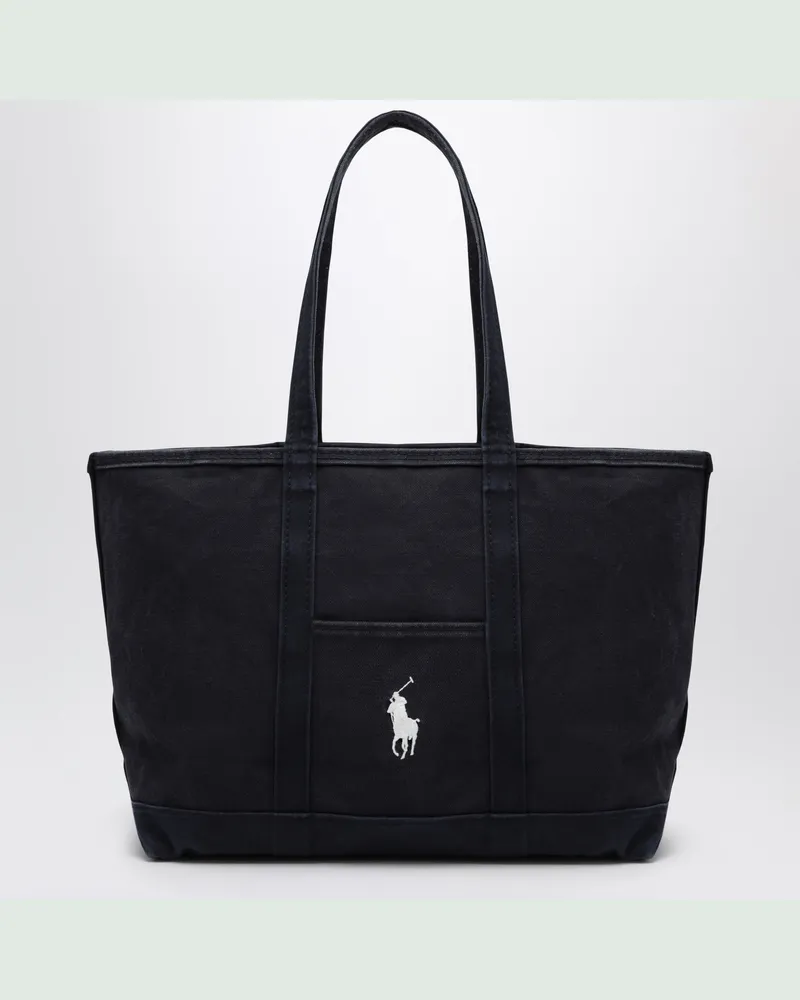 Ralph Lauren Big Pony Tote Bag aus marineblauer Baumwolle Blue