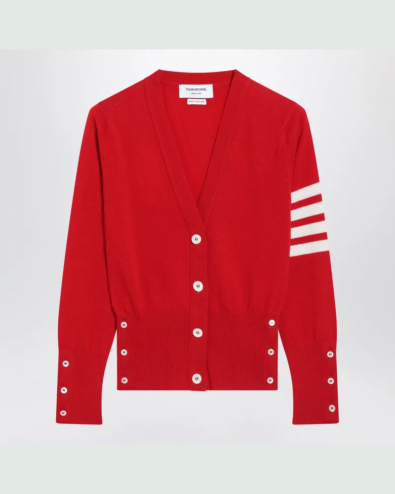 Thom Browne Klassische rote Kaschmir-Strickjacke Red