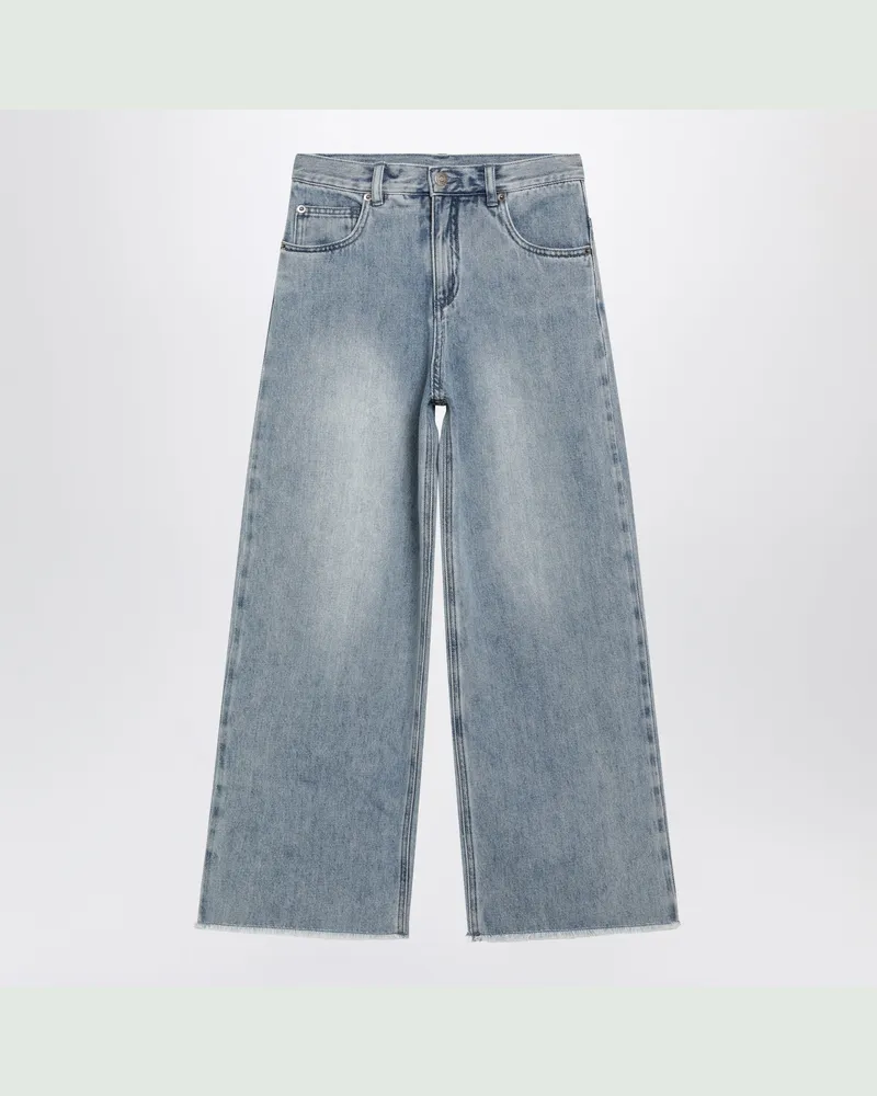 DOUUOD Stonewashed Wide-Leg-Jeans in Blau Blue