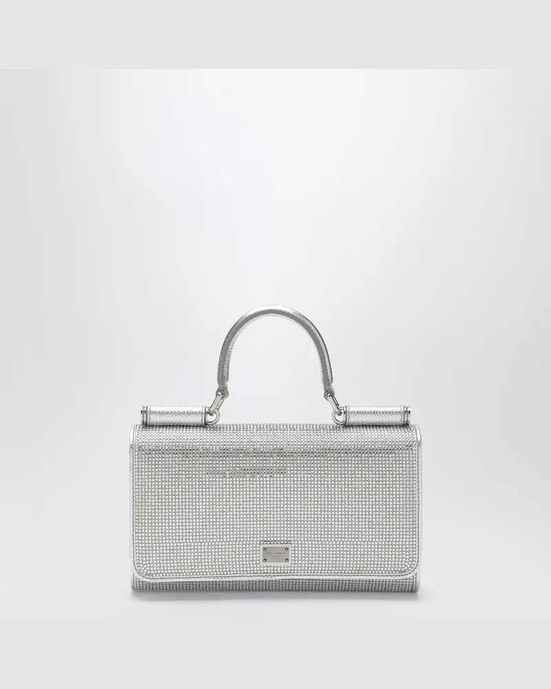 Dolce & Gabbana Handytasche aus Satin mit Strass in Kristall/Perle Metal