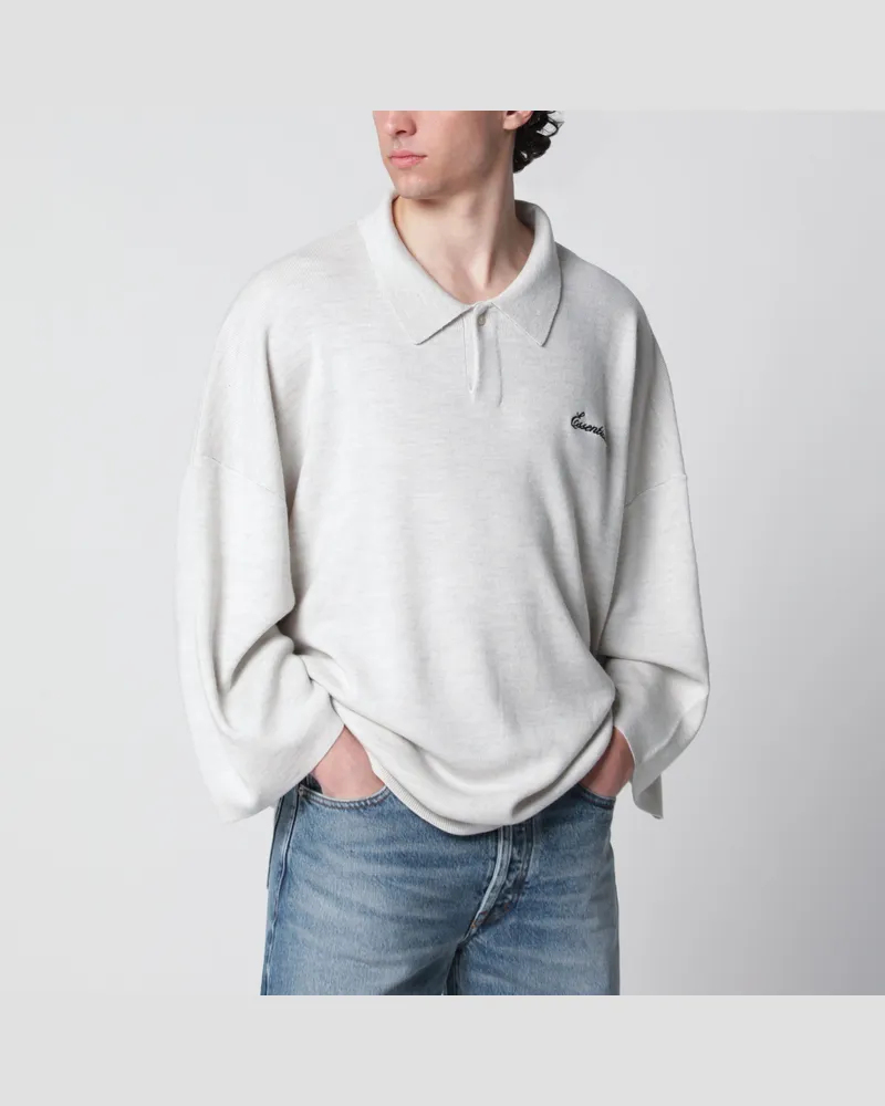 Fear of God Signature Strickpolo mit 3/4-Ärmeln in meliertem Beige White