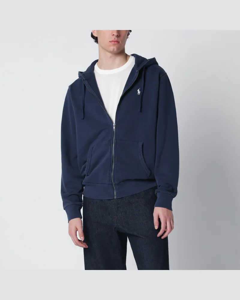 Ralph Lauren Navyblaues Baumwoll-Sweatshirt mit Reißverschluss Blue