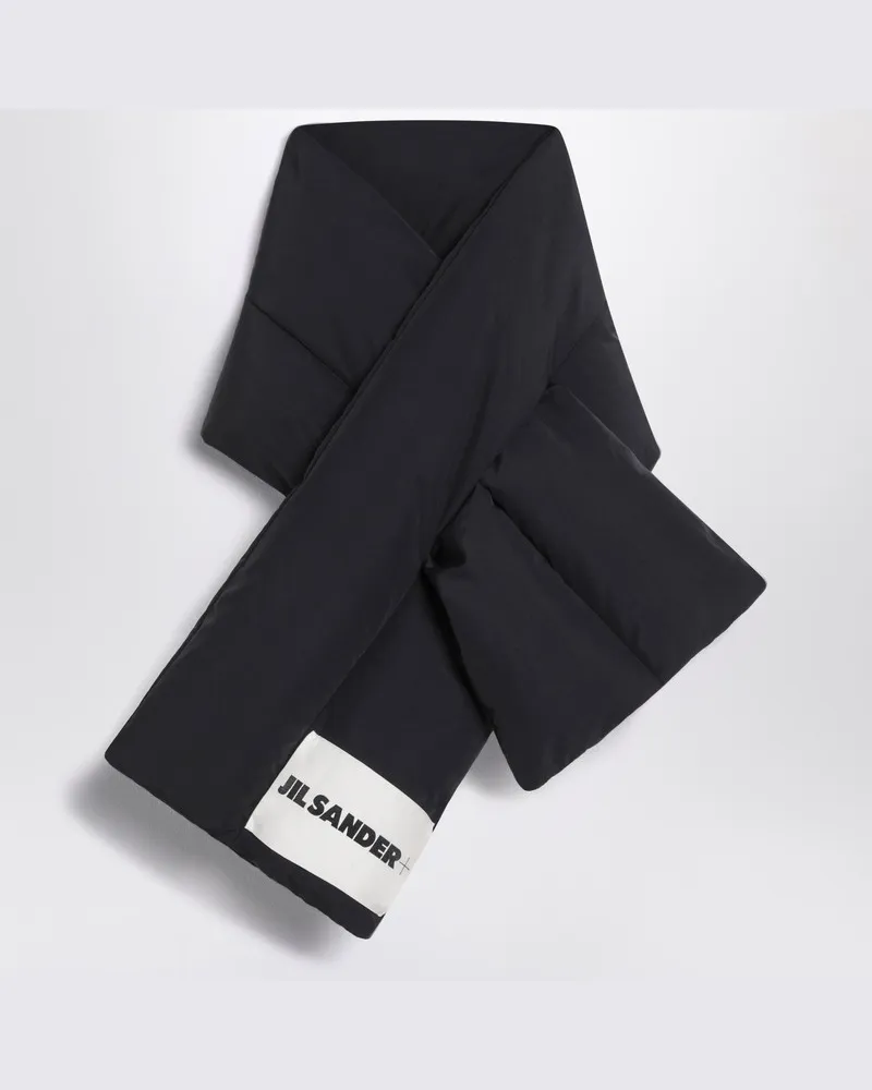 Jil Sander Schwarzer wattierter Schal mit Logo Schwarz