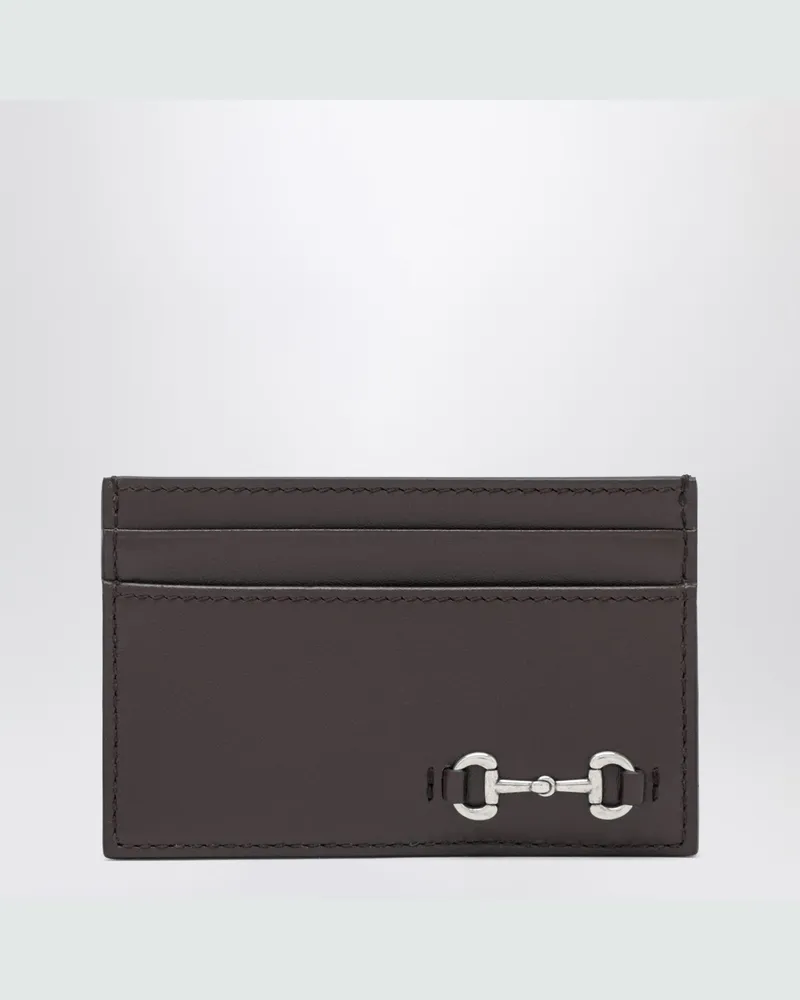 Gucci Kakaofarben Kartenhalter mit Horsebit Brown