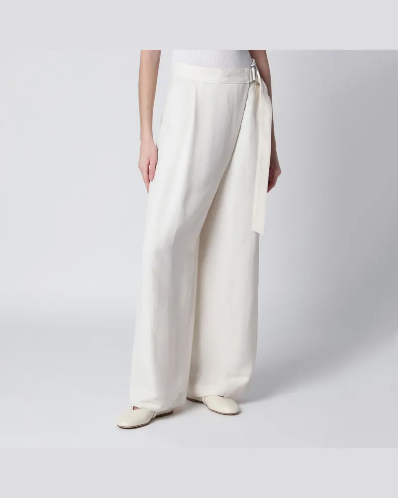 Brunello Cucinelli Ecrufarbene Wickelhose im Sartorial-Stil White
