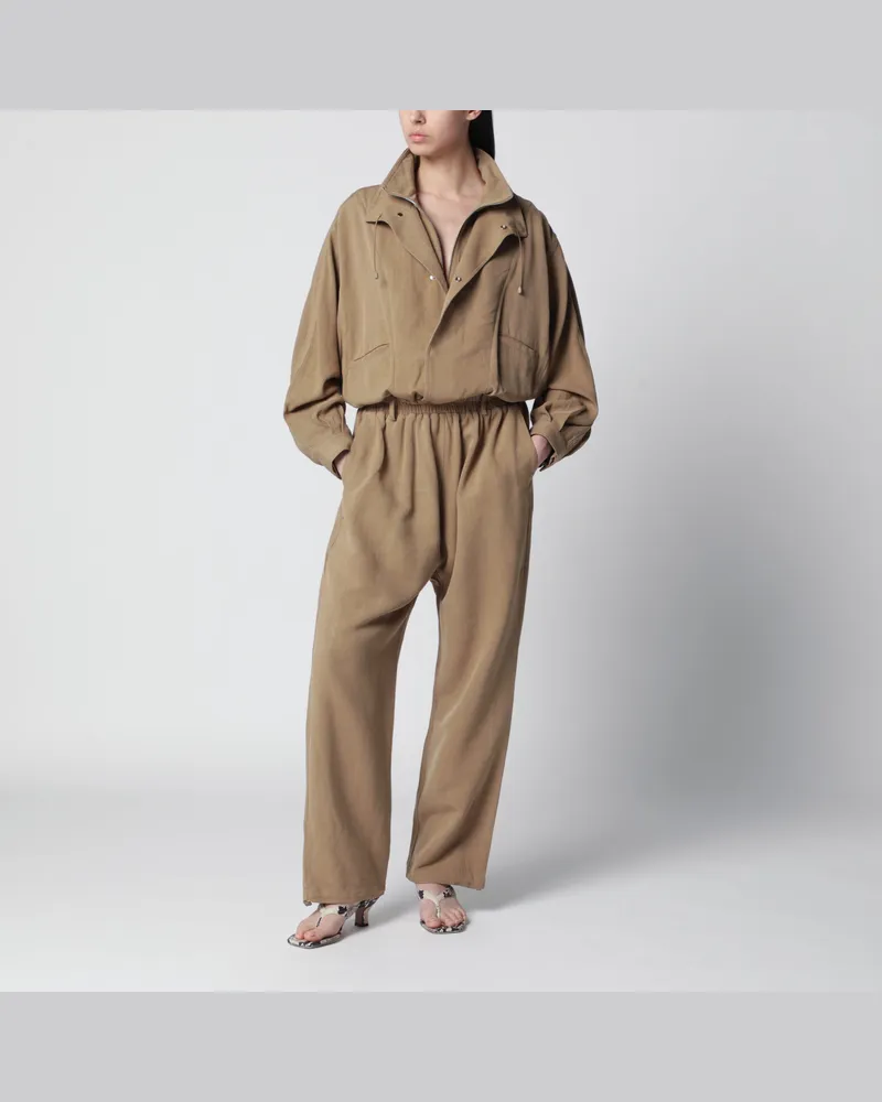 FRANKIE Shop Camel Marvin Jumpsuit aus Leinenmischung Brown