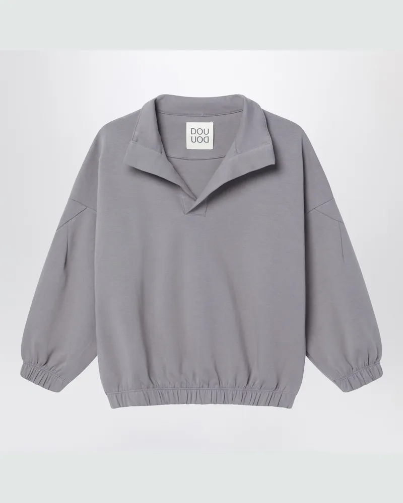 DOUUOD Grauer V-Ausschnitt-Pullover Grey