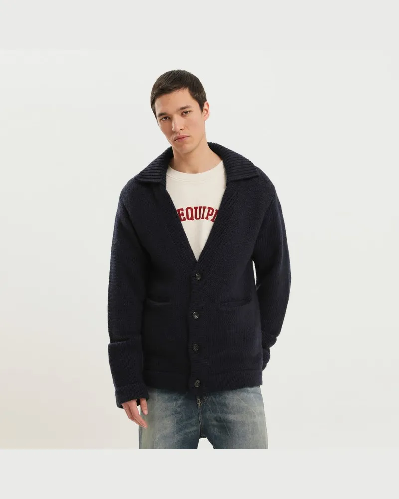 1989 STUDIO Blaue Wolljacke Blau