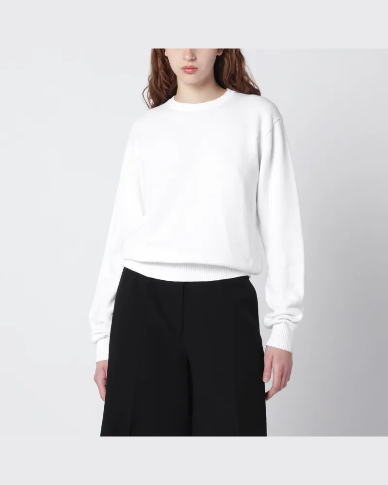 Totême Weißer Rundhalspullover aus Baumwolle White