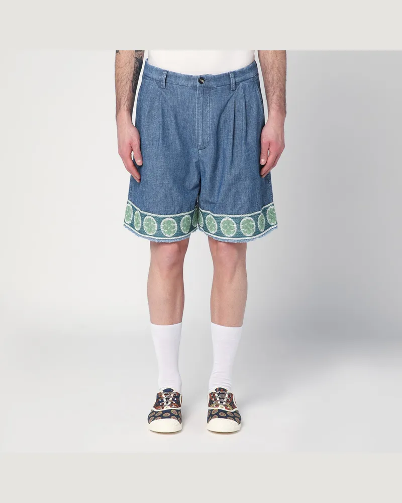 Valentino Garavani Blaue Bermudashorts mit Jacquardsaum 