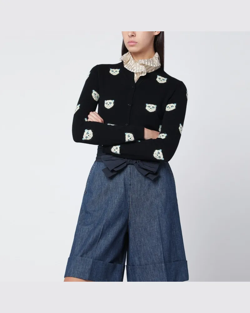 Valentino Garavani Strickjacke mit Intarsienmuster Le Chat De La Maison Schwarz