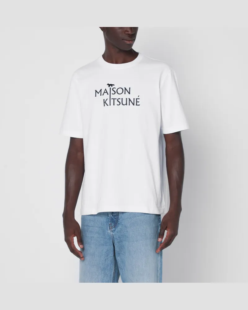 Kitsuné Weißes T-Shirt mit Logodruck 