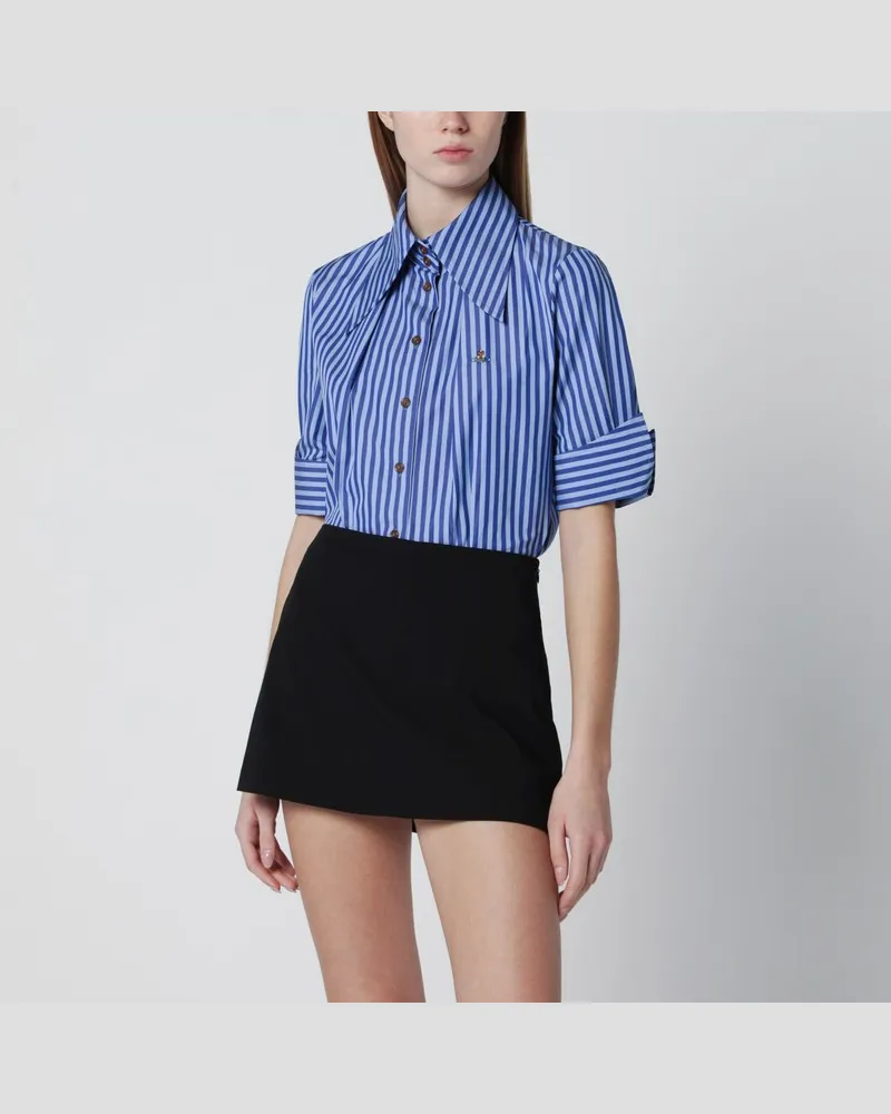 Vivienne Westwood Kurzärmeliges Hemd mit blauen Streifen Blau