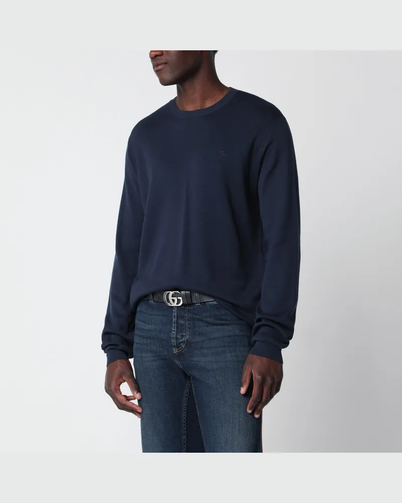 Gucci Pullover aus Seide und Baumwolle in Tintenblau Blue