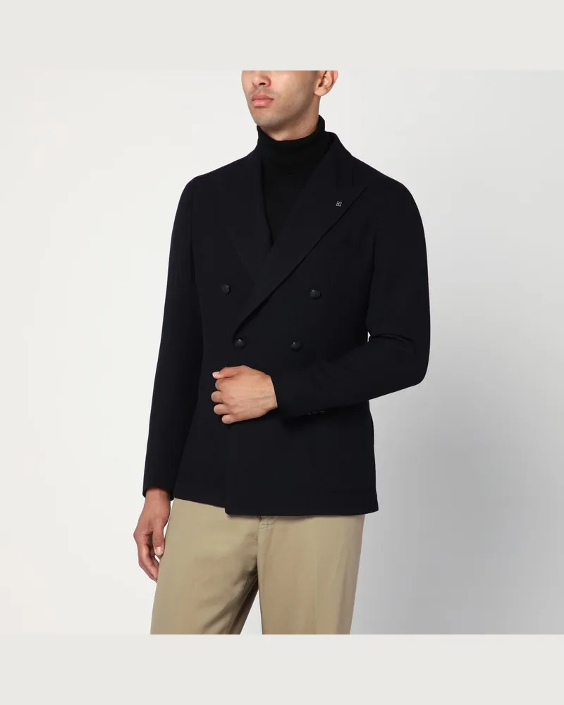 Tagliatore Blaue zweireihige Jacke aus Wolle Blau