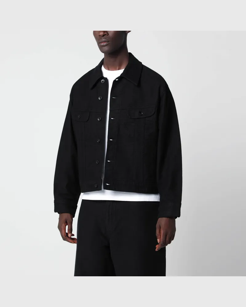 Studio Nicholson Black Derby jacket in cotton moleskin Black