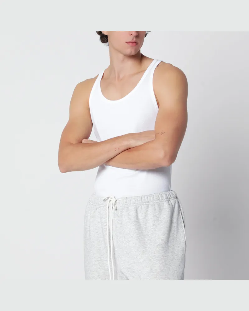 SKIMS 3er-Set weiße Tanktops aus gerippter Stretch-Baumwolle White