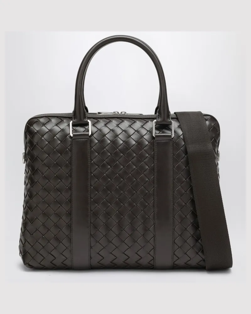 Bottega Veneta Kleine braune Business-Tasche mit Flechtmuster Braun