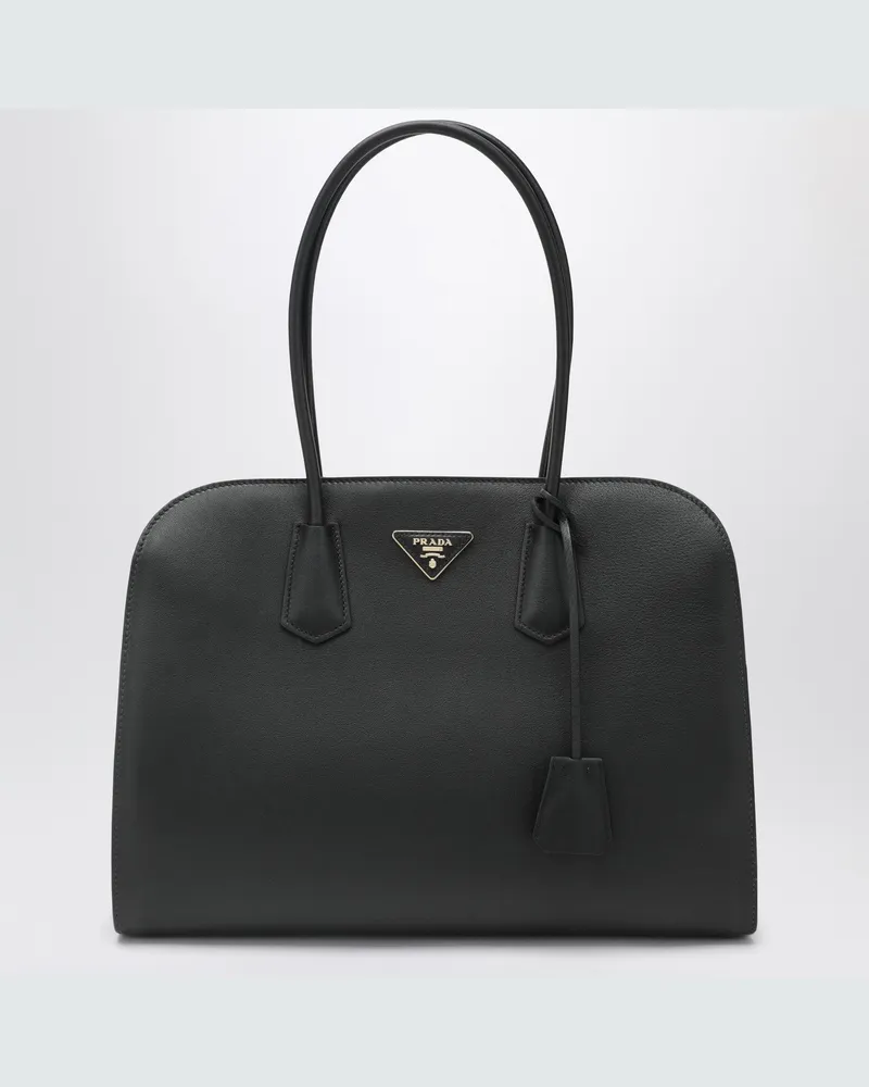 Prada Große Shopping-Bag aus schwarzem Leder Black