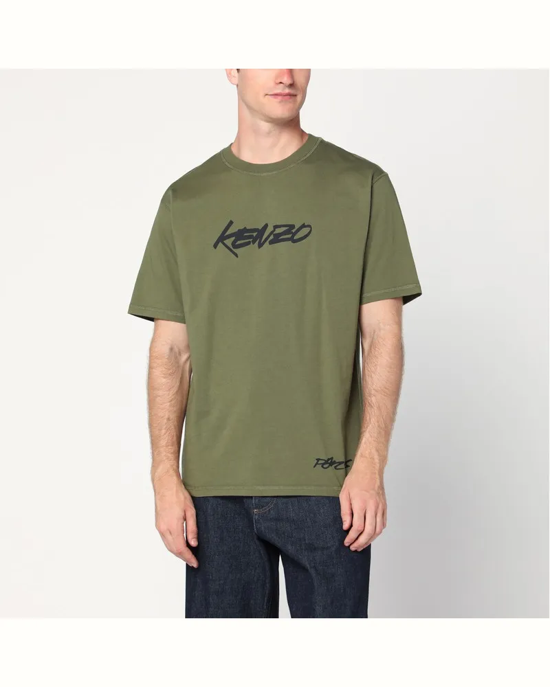 Kenzo Khaki T-Shirt aus Baumwolle mit Logo Grün