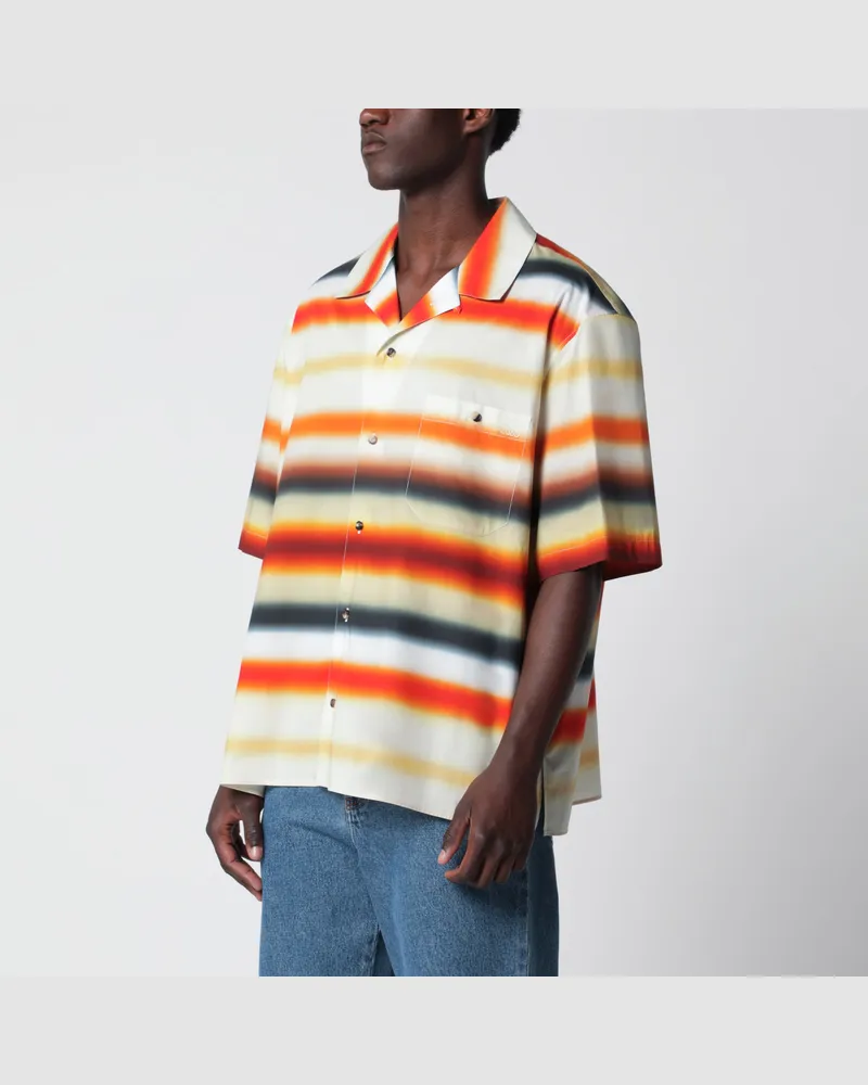 Loewe Kurzarmhemd aus Baumwolle mit orangefarbenen Streifen Orange