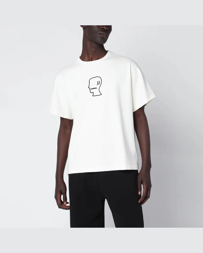 Brain Dead Weißes T-Shirt mit gesticktem Logo 