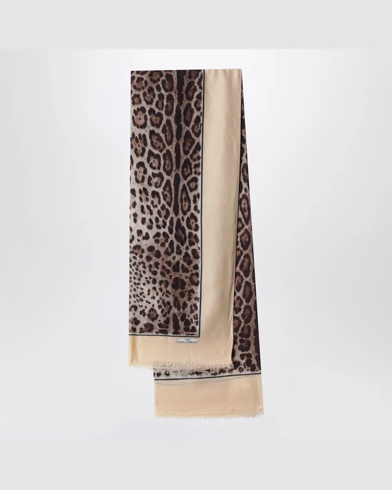 Dolce & Gabbana Schal Kim aus Modal-Kaschmir in Leo Bordo Nudo Multicolor
