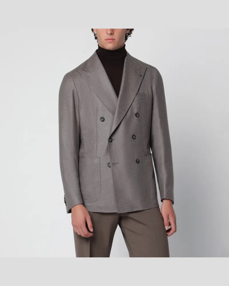 Tagliatore Graue doppelreihige Jacke aus Wolle und Kaschmir Grey
