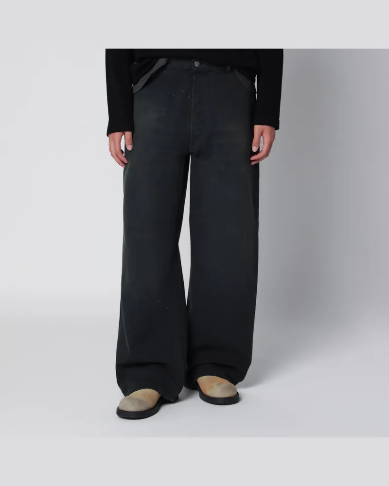 Maison Margiela Arbeits-Hose aus Baumwolle in Schwarz mit Flecken Black