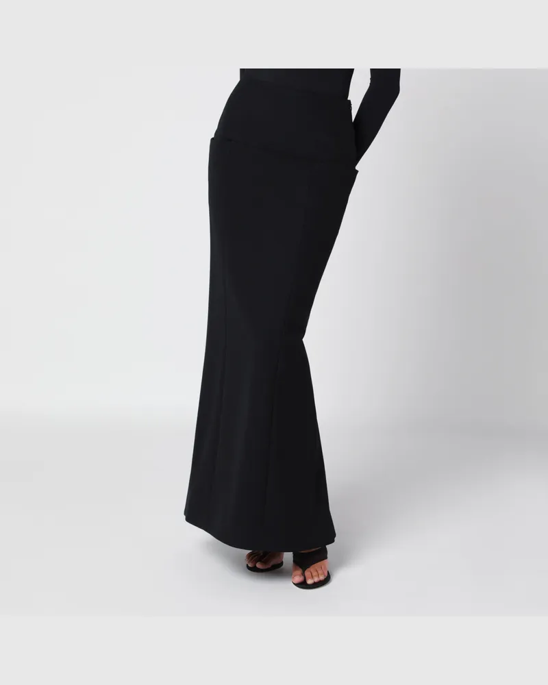 Alaïa Langer schwarzer Wollrock Black