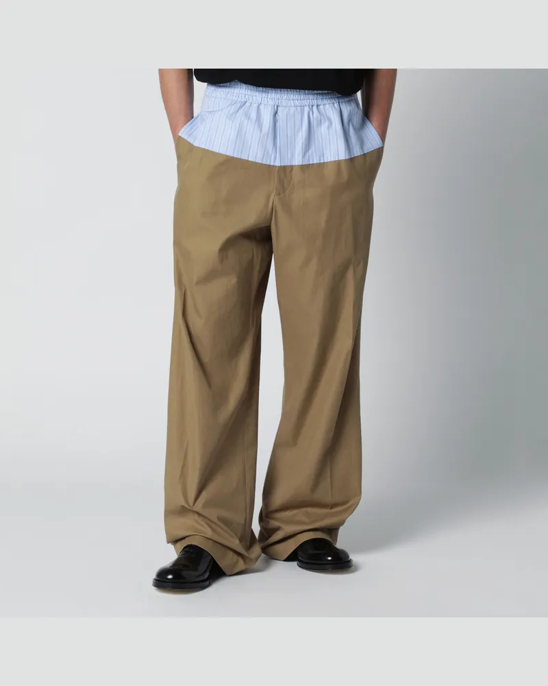Dries van Noten Hose mit kontrastierendem Bund Beige