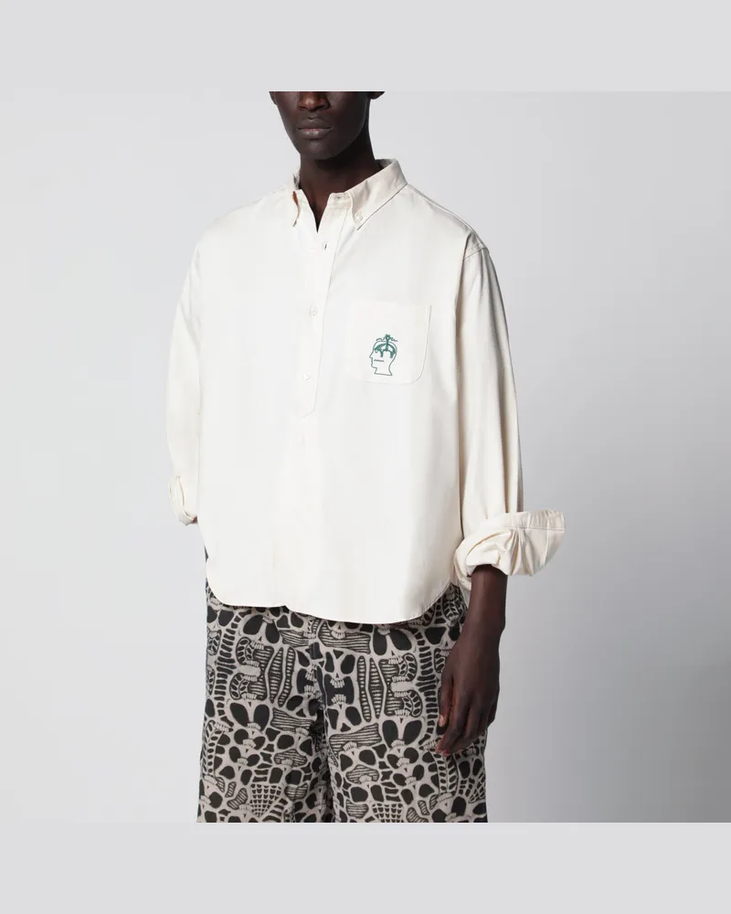 Brain Dead Elfenbeinfarbenes Button-Down-Hemd aus Baumwolle Beige