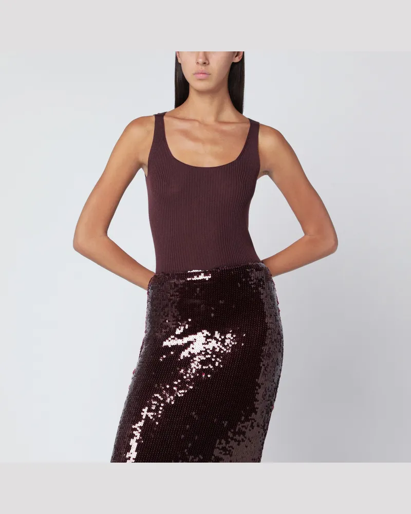 Roberto Collina Auberginenfarbener Woll-Top Purple