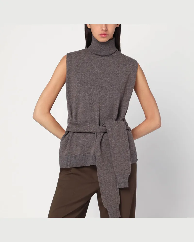 Róhe Taupefarbenes meliertes Doppel-Lagen-Shirt Brown