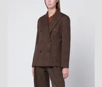 Braune Prince-of-Wales-Doppelreiher-Jacke