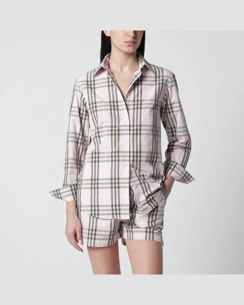 Burberry Rosa Hemd mit Check-Muster aus Baumwolle Pink