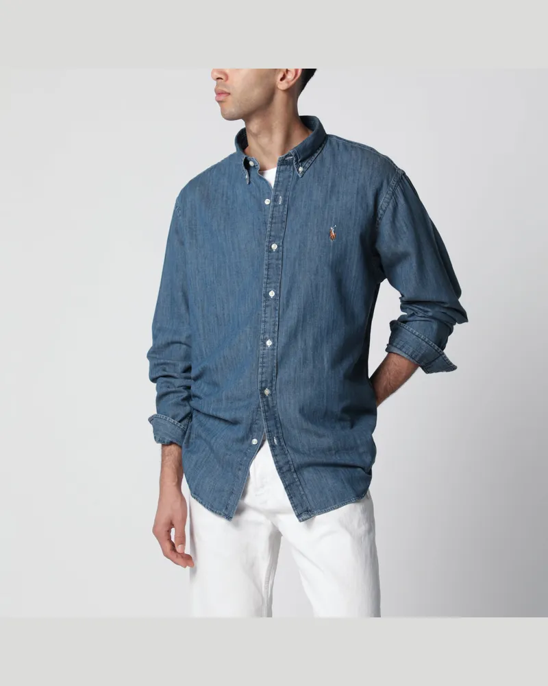 Ralph Lauren Blaue Custom-Fit Jeanshemd Blue