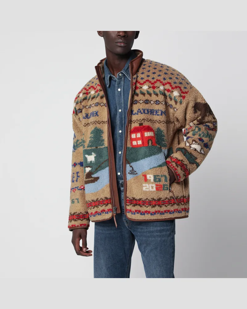 Ralph Lauren Fleecejacke mit Reißverschluss und Panorama-Motiv Green