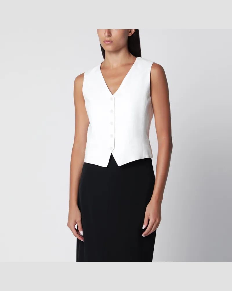 Max Mara Weiße Weste aus Leinen-Canvas White