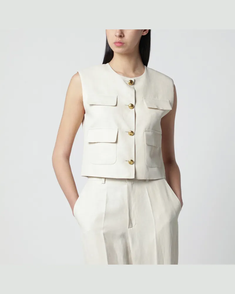 P.A.R.O.S.H. Weste aus Leinenmischung in Sandfarbe 