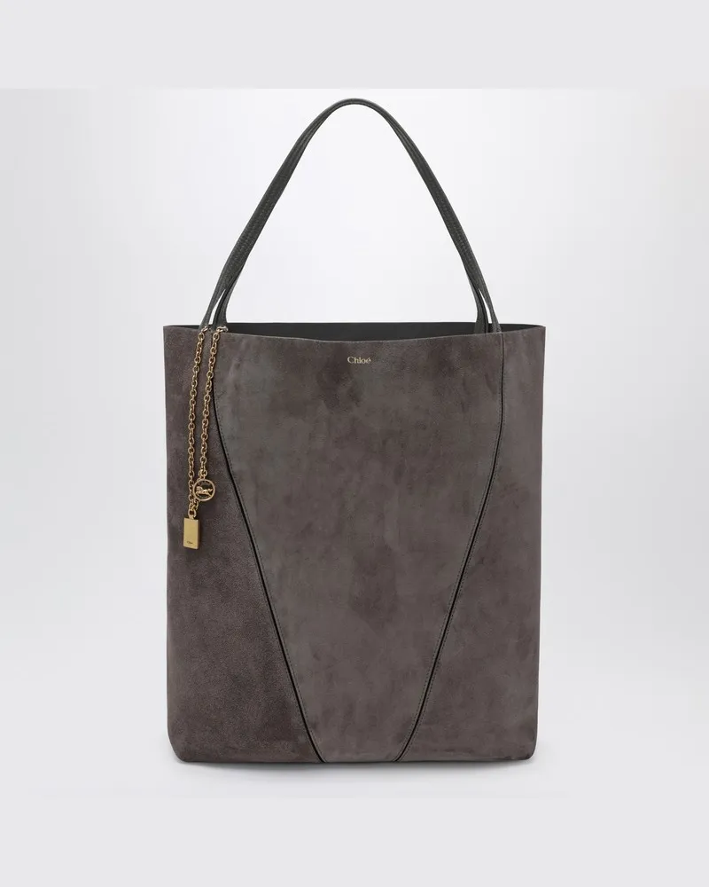 Chloé Große  Spin Tote Bag aus grauem Wildleder Grau