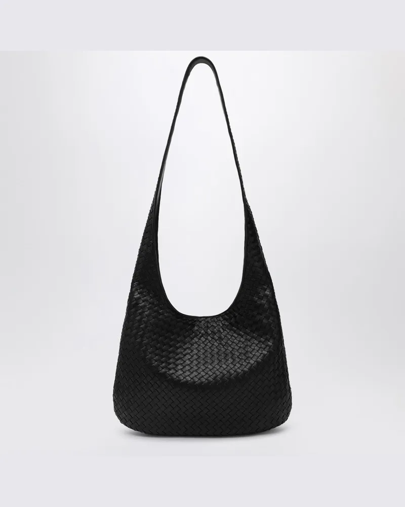 Bottega Veneta Große schwarze gewebte Veneto-Tasche Schwarz