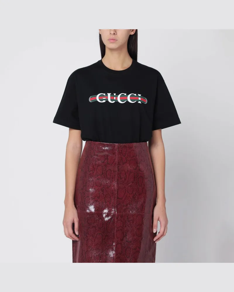 Gucci Schwarzes T-Shirt mit Logodruck Schwarz